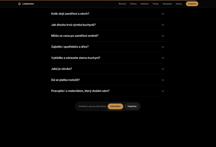 The frequently asked questions section on the Letokmen site