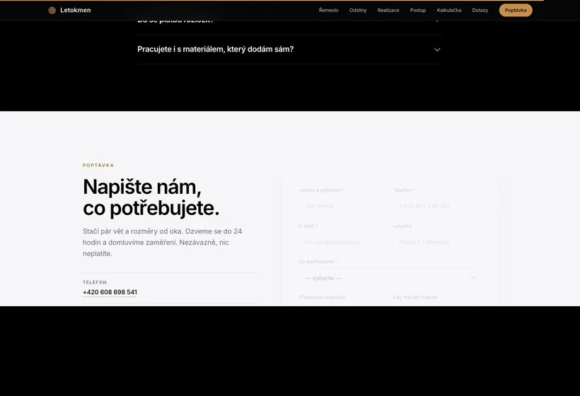 The enquiry form on the Letokmen site